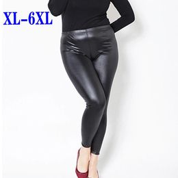 Capris Plus Size Xl6xl Ladies Leggings Women Faux Leather Leggins High Elastic Stretch Skinny Pants Oversize Pencil Trousers Big Size