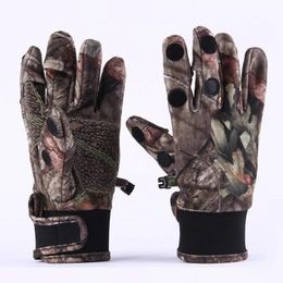 Gloves Winter Keep Warm 3D Camouflage Fishing Gloves Breathable AntiSlip Hunting Tactical Gloves Open Finger Outdoor Motorcycle Gloves