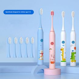 Toothbrush 5 Modes Kids Sonic Electric Toothbrush Colourful Cartoon For Children Rechargeable IPX7 Waterproof With Soft Replacement Head 231215