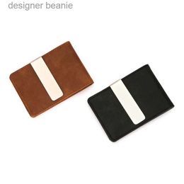 Money Clips Hot Sale Fashion Solid Men's Thin Bifold Money Clip PU Leather with Metal Clamp Female ID Credit Card Cash HolderL231216