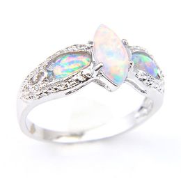 10 Pcs lot Fashion White Fire Opal Gemstone 925 Sterling Silver Plated Ring Russia American Australia Weddings Ring Jewellery For Wo257a