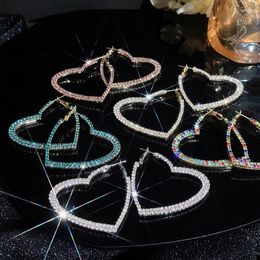 Hoop Earrings Fashion Sweet Big Heart Crystal For Women Bijoux Geometric Rhinestones Statement Wedding Jewelry Gifts