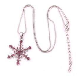 X7 Silver Tone Crystal Snow Pendant Necklace 18 Snowflake Winter Christmas Holiday Jewelry Drop 229y