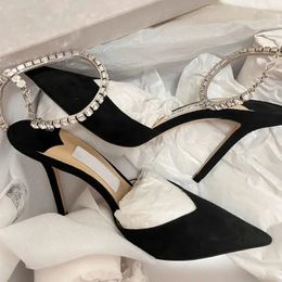 Dress Shoes 2023 Kmeio Elegant Wedding Shoes Women's Ankle Strap Sandals Jewellery Thin High Heels Bridal Horn High Heels Sling Pump 231216