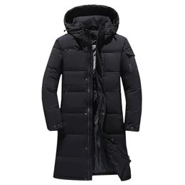 Men's Down Parkas Winter Men's Down Jacket Down Thick Thermal Waterproof Coat High-quality Long 80% White Duck Down Hooded Jacket Male Parka 5XL 231215