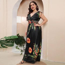 Women's Swimwear Large Size Beach Dress Sexy Ice Silk Printed Bohemian Style High Elasticity