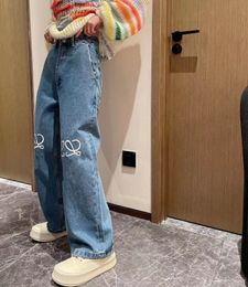 Jeans da donna di marca alla moda Pantaloni classici a gamba dritta con logo stampato casual
