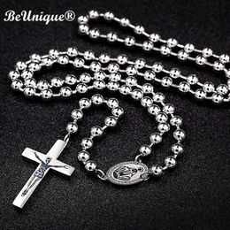 Man's Luxury steel catholic rosary Cross charm necklace pendant center piece connectors Christmas Religious Goods 210621268W