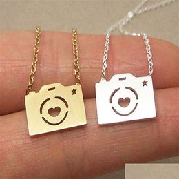 Pendant Necklaces 30Pcs Gold Sier Love Camera Cute Pographs Pictures Shooting Clavicle Jewellery Accessory For Favors200M Drop Deliver Dhowl