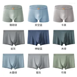 Underpants Solid Color Mid-waist Seamless Men's Underwear Breathable Modal Plus-size Antibacterial Boxer Briefs One-piece Pant Top