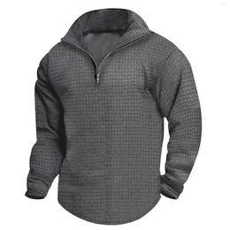 Men's Hoodies Spring Zip Collar Sweatshirt For Men Solid Color Pullover Tops Oversized Loose Male Vintage Clothing