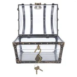 Bottles Transparent Antique Pirate Treasure Box With Lock And Key For Kids' Party