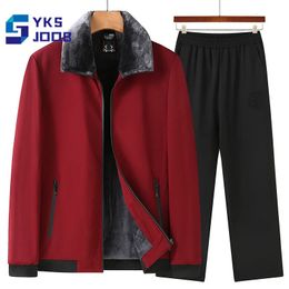 Mens Tracksuits Down Cotton Jacket Loose Plus Velvet Thicken Warm Lapel Business Padded Coat Casual Fashion Simple Office Sport Male Coats 231216