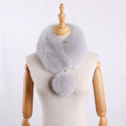 Scarves Women's Winter Warm Real Fox Fur Scarf Scarves Natural Rex Rabbit Neck Warmer Snood Ring Scarf Girl's Lovely Neckcheif Mufflers 231215