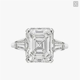 New Real 925 Sterling Silver Luxury Asscher Cut Diamond Wedding Engagement Ring for Women Silver Radiant Cut Ring Jewellery N64263L