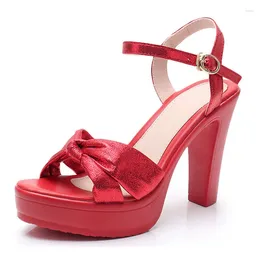 Sandals 2023 Fashion Bow Peep Toe Women'S High Heels Summer Female Wedge Woman Platform Shoe Size 32 34 35 36 37 38 39 40 41 43