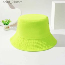 Wide Brim Hats Bucket Hats Neon green Colour bucket hat Women's Washed sports sunshade hats Panama cs fisherman hats gorrosL231216