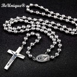 Man's Luxury steel catholic rosary Cross charm necklace pendant Centre piece connectors Christmas Religious Goods 210621303g