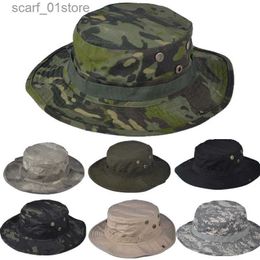 Wide Brim Hats Bucket Hats Camouflage Tactical C Military Boonie Hat US Army Cs Sniper Men Outdoor Sports Sun Bucket C Fishing Hiking Hunting HatsL231216