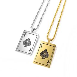 Men's Jewellery Ace of Spades Necklace Playing cards Pendants Necklace in Stainless Steel2400