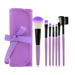 Makeup Brushes 7Pcs Soft Bristle Brush Set Buckle Portable Style Purple The Perfect Gifts For Beginner And Girlfriend Tools