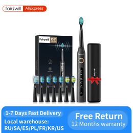 Toothbrush Fairywill Electric Sonic Toothbrush FW-507 USB Charge Rechargeable Adult Waterproof Electronic Tooth Brushes Replacement Heads 231215