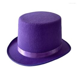 Berets British Adult/Kids Flat Top Hat Prom Carnivals Party Costume Felt Magician For Show