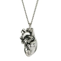 Tiny 3D Anatomical Heart Necklace Stainless Steel Silver Polished Maxi Long Chain Necklaces Jewelry for Women NL25846240P