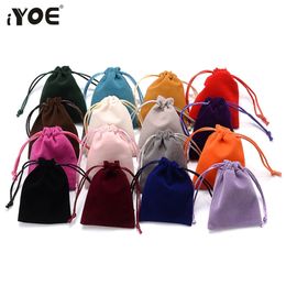 Watch Boxes Cases iYOE 10pcs 5x7cm 7x9cm Mix Velvet Jewelry Bags Drawstring Wedding Party Gift Pouch Storage Packaging Bag 231215