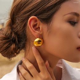 Stud Earrings Stainless Steel PVD 18K Gold Plated Tarnish Big Empty Beads For Woman Jewellery Wholesale Trendy