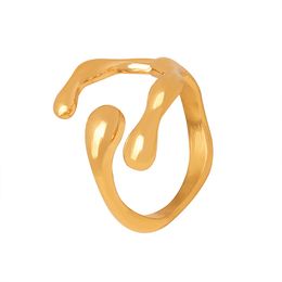 Ladies Exquisite Ring Creative Geometric Plain Ring Titanium Steel Ring Plating 18k Gold Fashion Jewelry Gift