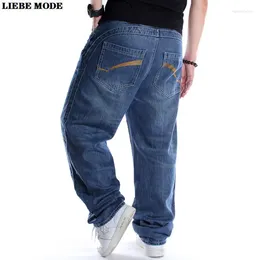 Men's Jeans Oversize Blue Plus Size Loose Baggy Men Cotton Denim Trousers Mens Streetwear Straight Wide Leg Pants 42 44 46