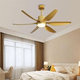 Ceiling Fans 56 Inch Modern LED Gold With Lights Large Amount Of Wind Living Room DC Fan Lamp Remote Control285D