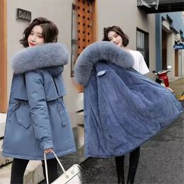 Womens Down Parkas Winter Parka Fashion Long Coats Women Wool Liner Hooded Slim Fur Collar Jacket 90s Vintage Clothes Warm Snow Wear Padded 231215