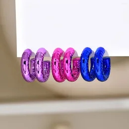 Hoop Earrings Boho 3 Pair/set Multicolor Acrylic Small Original Resin Geometric C Shape Drop Earring Jewellery Sets For Women