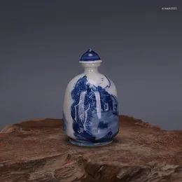 Bottles Chinese Blue And White Porcelain Qing Landscape Design Snuff Bottle 2.44 Inch