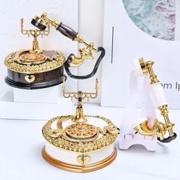 Telephones Light Luxury Classic Style Dial Oldfashioned Telephone Music Box Home Desk Porch Decoration Living Room 231215