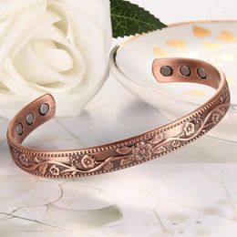 Bangle Copper Magnetic Energy Bracelets For Women 99.99% Solid Pure With 3500 Gauss Magnets Adjustable Cuff