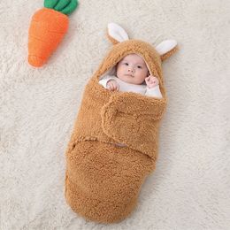 "Cozy and Cute Blanket Swaddling Sleeping Bag with Ears for Babies - Keep Your Little One Warm and Snug During Autumn and Winter Months (0-6 Months)"