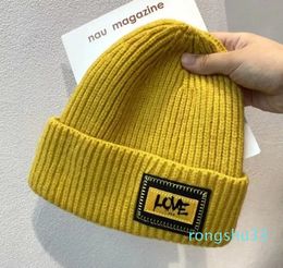 Children's Labelled Knitted Korean Edition Versatile Warm Woollen Autumn and Winter Student Hat