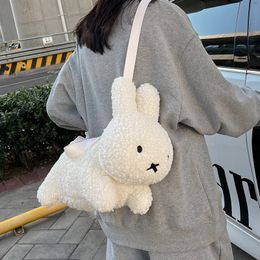 Cute Rabbit Plush Bag Shoulder Cartoon Bunny Doll Messenger Kawaii Anime Crossbody Casual Fashion Handbag For Girls 240110