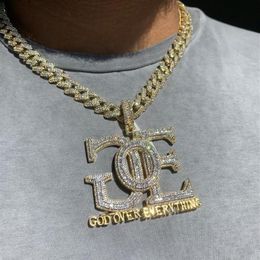 Chokers Necklaces Big Heavy Hip Hop Rock Punk Pendant Necklace For Men Full Iced Out Bling 5A Baguette Zirconia God Over Everythin217f