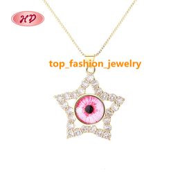 Hd Jewellery Wholesale 3A Cubic Zirconia 18K Gold Filled Religion Jewellery Chain Charm Women Luxury Necklaces For Star Eye