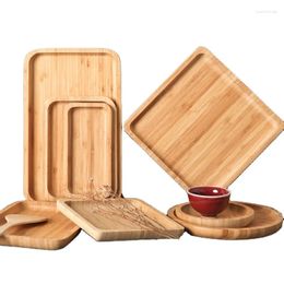 Storage Boxes Japanese Bamboo Plate Simple Household Round Cake Tray Ins Rectangular Barbecue