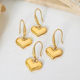 Dangle Earrings Charm Heart Gold Plated Titanium Steel Drop For Women Luxury Designer Jewellery