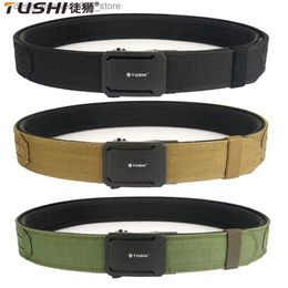 Belts TUSHI Men Outdoor Hunting Tactical Belt Multi-Function Nylon Belt High Quality Marine Corps Automatically inner and outer Belt Q231216