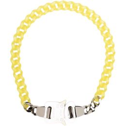 1017 ALYX 9SM Colour PVC Transparent Cuban Chain Metal Lock Necklace European and American Simple Fashion Hip Hop Jewelry2501