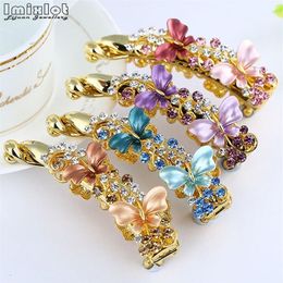 Imixlot Girl Banana Clip Crystal Rhinestone Butterfly Barrettes Hairpins Hair Clips Women Hair Accessories268l