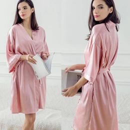 Women's Swimwear Solid Morning Gown Bride's Simulated Silk Bathrobe Bridesmaid Dress High-end RobeWomen's Pyjamas