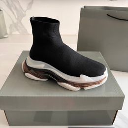 Designer Socks Casual Shoes Platform Mens Shiny Knit Trainer Triple Black White Master Boots Women Runner Sneakers 35-45